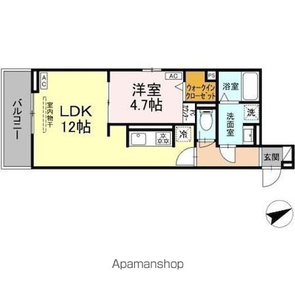 ルヴィータ村雲[1LDK/40.85m2]の間取図