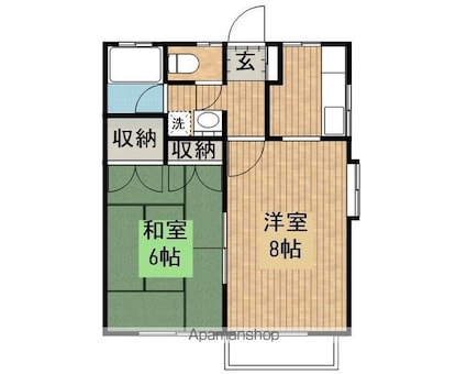 ラ・ポム[2K/37.26m2]の間取図