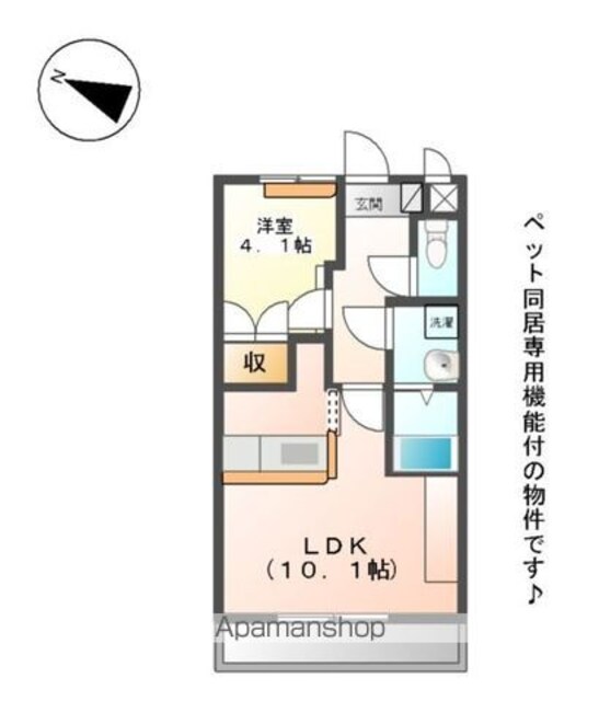 東京都日野市平山５丁目[1LDK/36m2]の間取図