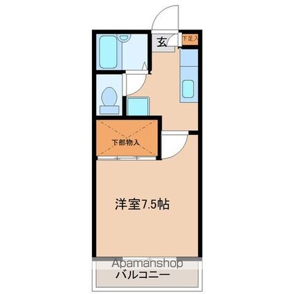 コンフォート東仙台[1K/25.71m2]の間取図