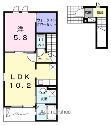 東京都西多摩郡瑞穂町大字箱根ケ崎[1LDK/43.8m2]の間取図