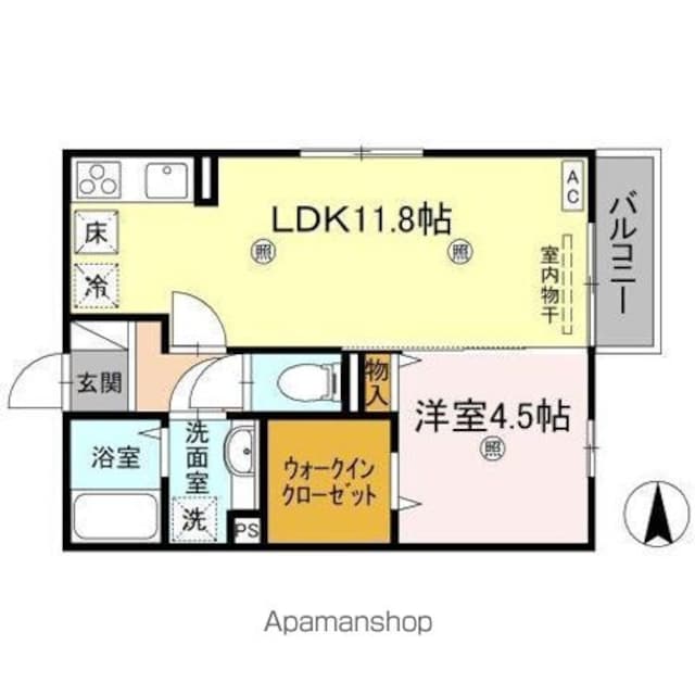 香川県高松市伏石町[1LDK/40.26m2]の間取図