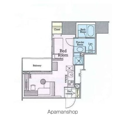 ロイジェントパークス四ツ谷[1R/31.92m2]の間取図