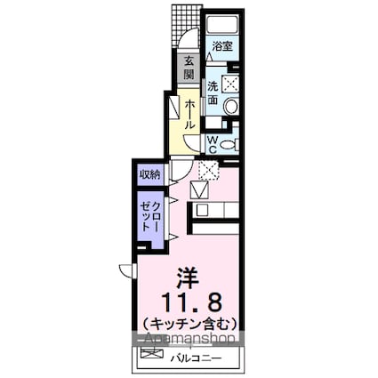 山梨県中央市布施[1R/34.15m2]の間取図