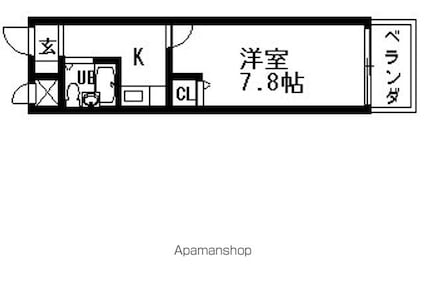 アルファニシモト[1K/22.14m2]の間取図