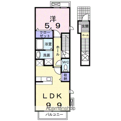 ラウンド・ロックＡ[1LDK/42.37m2]の間取図