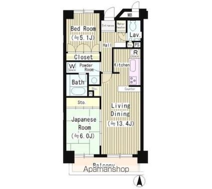 アミ浜田山[2LDK/59.92m2]の間取図