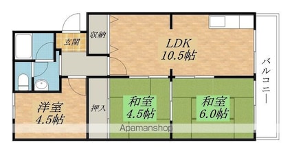 フォンテーヌ国分[3LDK/60.54m2]の間取図