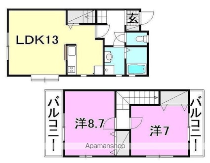 レジデンスＳｅｋｉｙａー２　Ａ棟[2LDK/62.72m2]の間取図