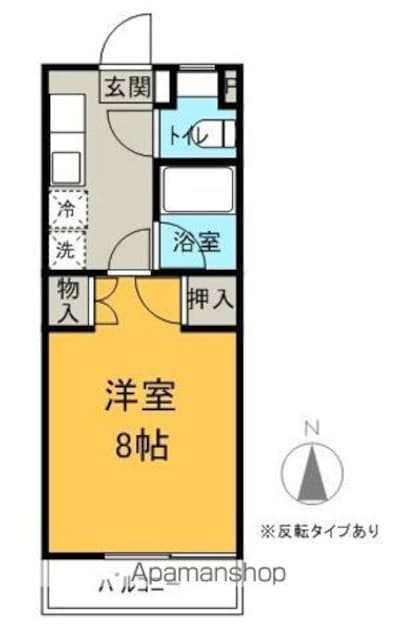 アップルズＳ[1K/26.4m2]の間取図
