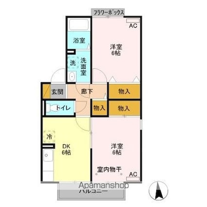 マロングレイス　Ｂ[2DK/45.15m2]の間取図