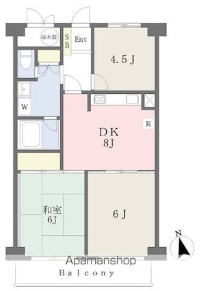シャンボール第２千舟[3DK/55.86m2]の間取図