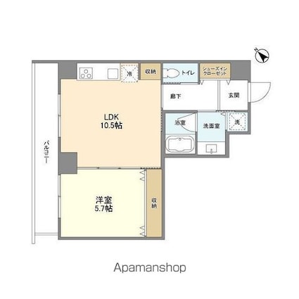 ウェルスクエア中目黒[1LDK/45.59m2]の間取図