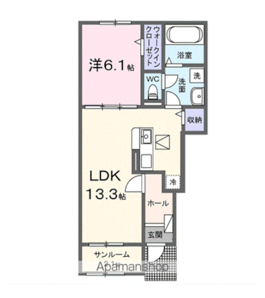 ラフィネⅢ[1LDK/50.05m2]の間取図