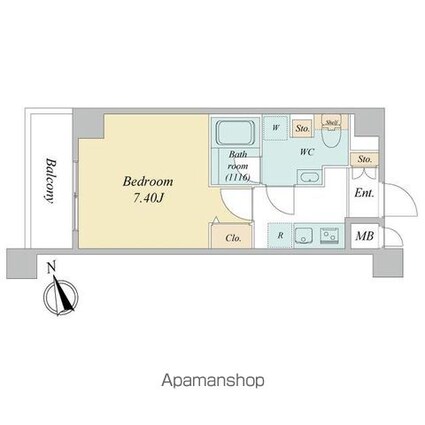 Ｎーｓｔａｇｅ　Ｎｉｓｈｉｋｕｎｉｔａｃｈｉ[1K/25.31m2]の間取図