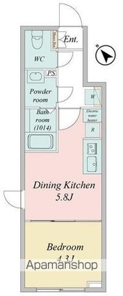 ＬｉｖｅＦｌａｔ門前仲町[1DK/25.26m2]の間取図
