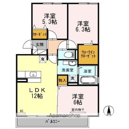 メゾンドヒル[3LDK/67.53m2]の間取図
