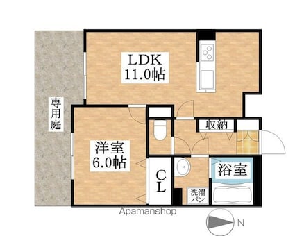 サンクラート[1LDK/42.24m2]の間取図