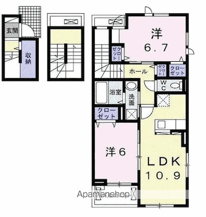 仮）六高台５丁目アパートⅡ[2LDK/66.02m2]の間取図