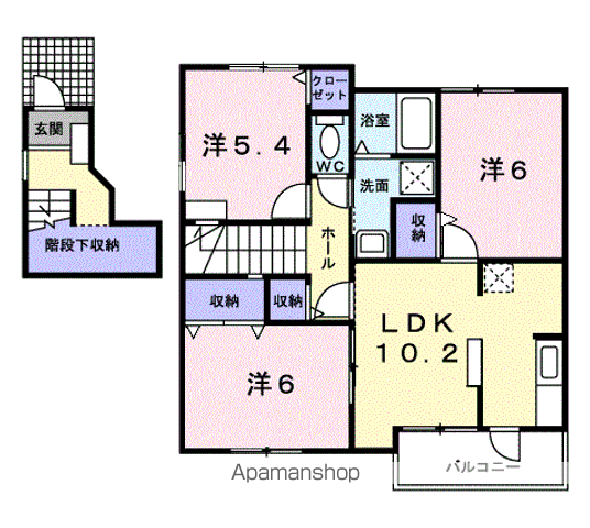 【岐阜市芥見南山のアパートの間取り】