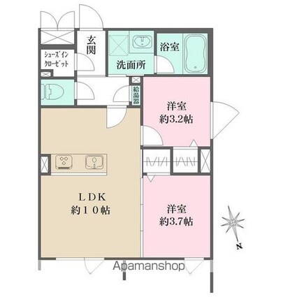 アトリオフラッツ三軒茶屋Ｎｏｒｔｈ[2LDK/40.01m2]の間取図