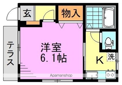 松田コーポ[1K/25.93m2]の間取図