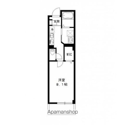 ビューノ陽光[1K/28.6m2]の間取図