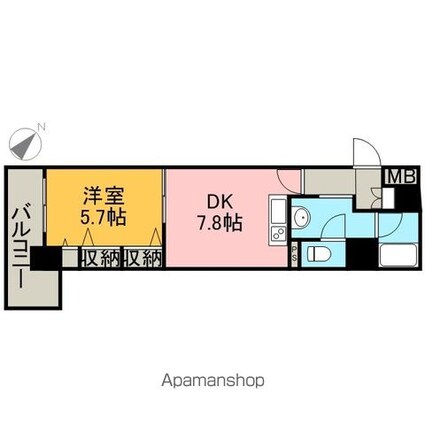 ＲＩＤＧＥ大曾根（旧ルクレ大曾根）[1DK/38.47m2]の間取図