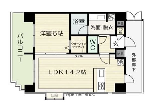 【福岡市中央区長浜のマンションの間取り】