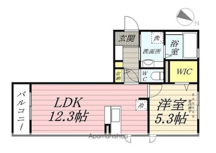 岡山県岡山市北区今８丁目[1LDK/44.17m2]の間取図