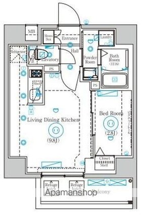 Ｍｉｎｄ　Ｓｈｉｍｕｒａｓａｋａｕｅ[1LDK/32.02m2]の間取図