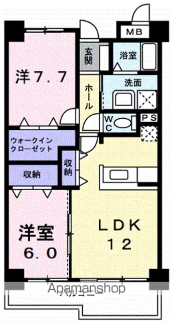 フランスクエア[2LDK/56.57m2]の間取図
