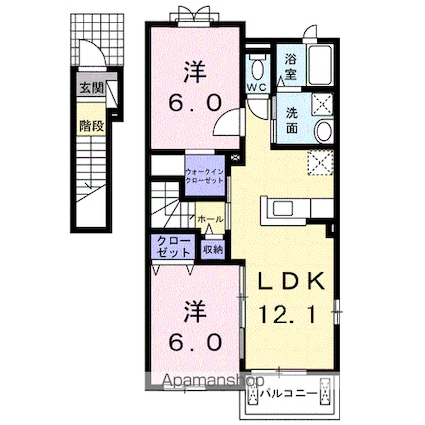 茨城県つくば市みどりの南[2LDK/58.21m2]の間取図