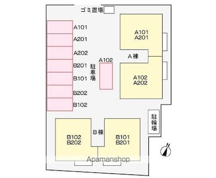 ニューエルディムマナベＢ[2LDK/63.54m2]の配置図