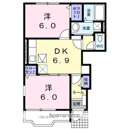 ソレイユＭＴ・Ｂ[2DK/46.22m2]の間取図