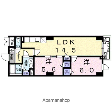 シエラ　クレスト[2LDK/59.02m2]の間取図
