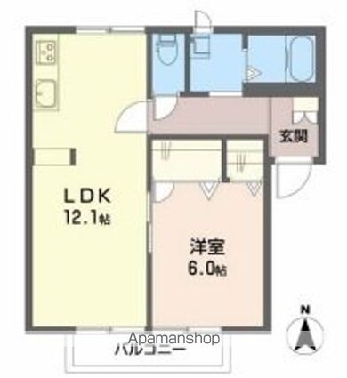 ファミール一柳　Ｂ棟[1LDK/42.86m2]の間取図