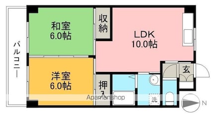 エスタンシア[2LDK/48.6m2]の間取図