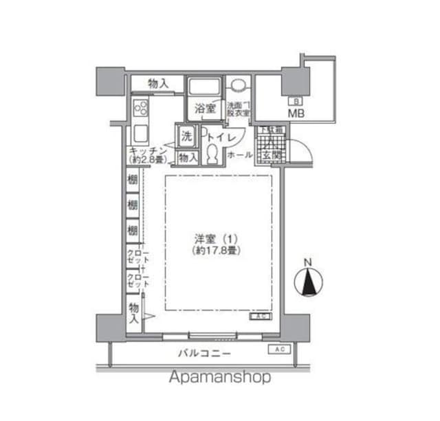 アクティ汐留[1K/51.6m2]の間取図