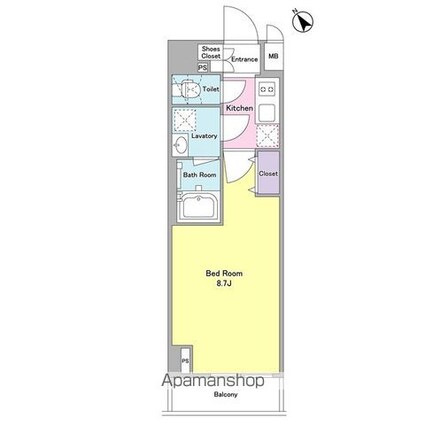 デルックス田端[1K/25.52m2]の間取図