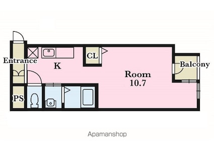 滋賀県草津市野路１丁目[1R/26.68m2]の間取図