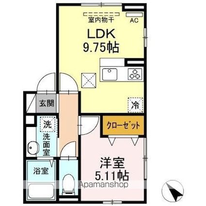 ウィスタリア永福[1LDK/36.67m2]の間取図