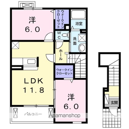 グリーン・グラスＢ[2LDK/58.8m2]の間取図