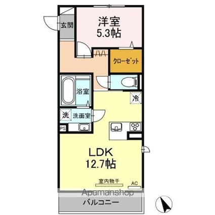 モアボヌール[1LDK/46.18m2]の間取図