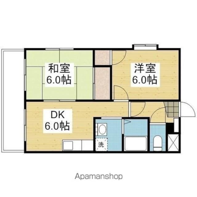 コーポカワモト５[2DK/44.55m2]の間取図