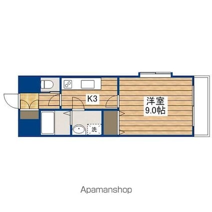 シャンティ平和通[1K/28.65m2]の間取図