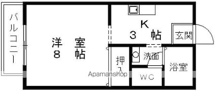 生坂サンプラザ[1K/27.08m2]の間取図