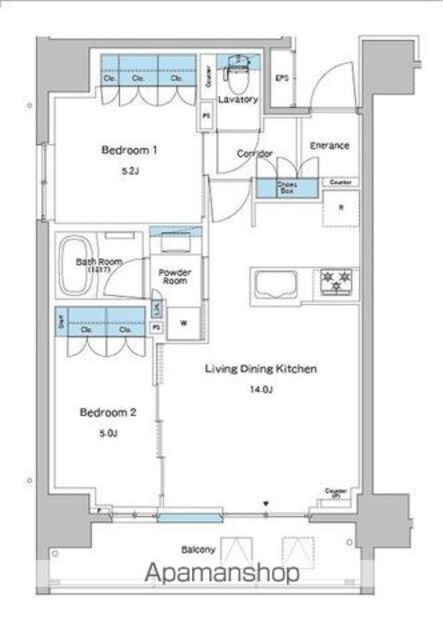 ルフォンプログレ志村坂上[2LDK/55.42m2]の間取図