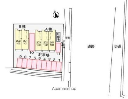 フルール・Ｍ３　Ｂ[1LDK/42.37m2]の配置図