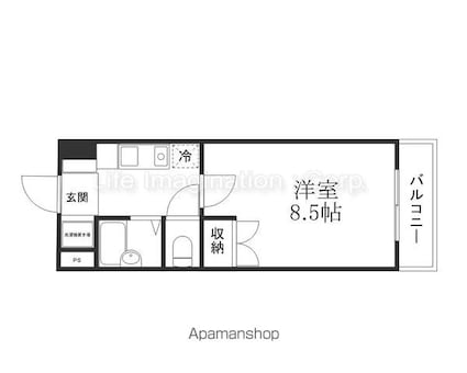 カーサソラッツオ弐番館[1K/22.68m2]の間取図